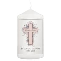 Personalised Floral Cross Pillar Candle Extra Image 2 Preview